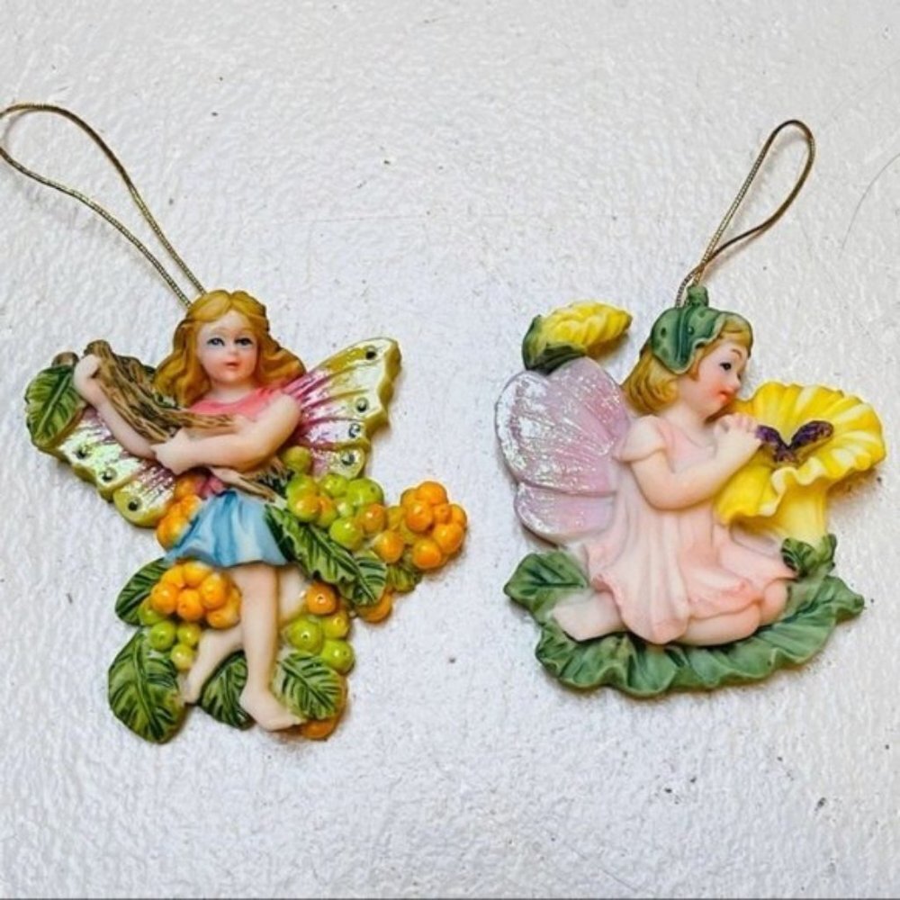 Angel Ceramic Figurine Hanging Ornament Decor‎ Holiday Christmas Flowers Gift